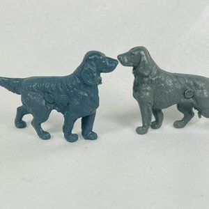 Vintage Retriever Hunting Dog Figurines Lot Of 2 Gray Hong Kong